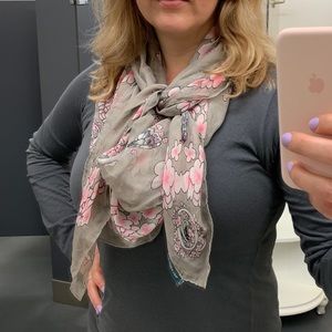 Alexander McQueen silk scarf cherry blossoms and skulls